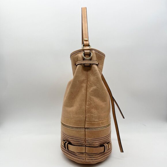 She + Lo Tan Perforated Drawstring Hobo Bag - Picture 4 of 10